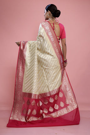 Cream Georgette Saree With Blouse Piece - Indian Silk House Agencies