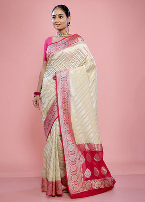 Cream Georgette Saree With Blouse Piece - Indian Silk House Agencies