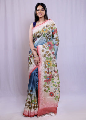 Multicolor Tussar Pure Silk Saree With Blouse Piece - Indian Silk House Agencies