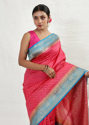 Pink Dupion Silk Saree With Blouse Piece - Indian Silk House Agencies