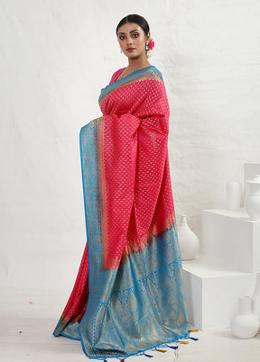 Pink Dupion Silk Saree With Blouse Piece - Indian Silk House Agencies