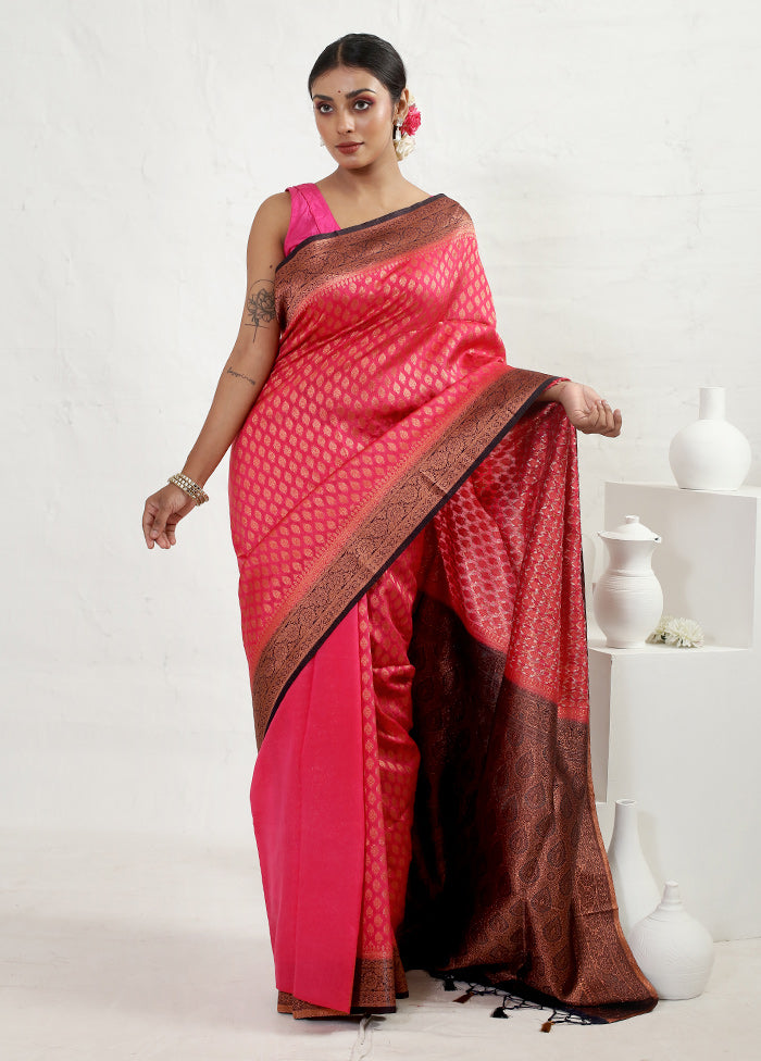 Pink Dupion Silk Saree With Blouse Piece - Indian Silk House Agencies