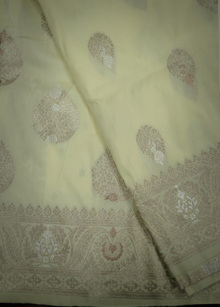 Yellow Dupion Silk Saree With Blouse Piece - Indian Silk House Agencies