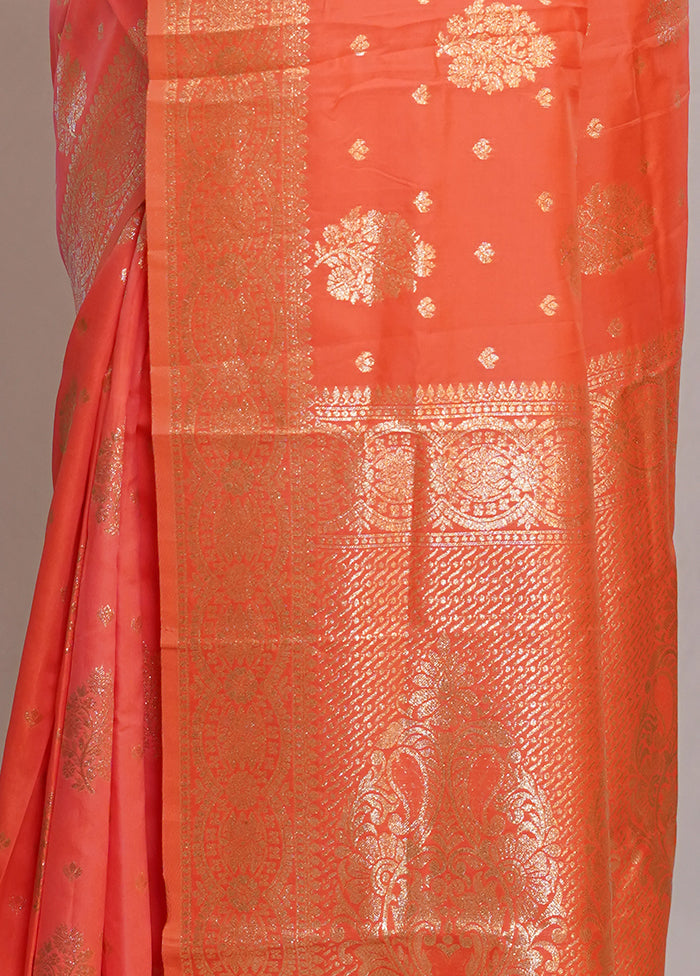 Rust Dupion Silk Saree With Blouse Piece - Indian Silk House Agencies