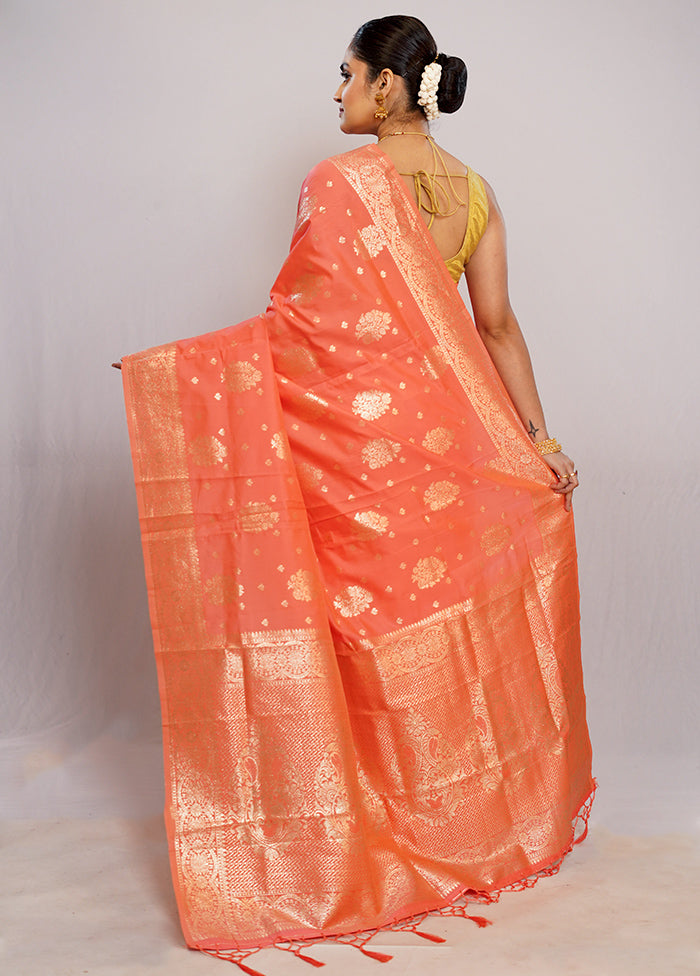 Rust Dupion Silk Saree With Blouse Piece - Indian Silk House Agencies