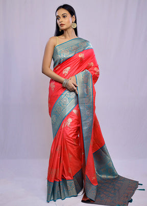 Pink Dupion Silk Saree With Blouse Piece - Indian Silk House Agencies