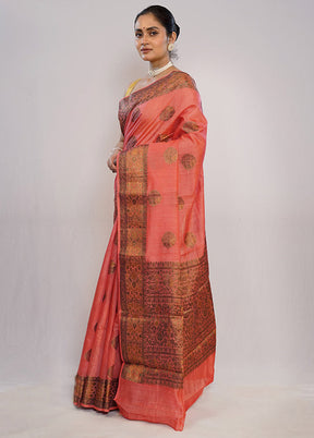 Pink Dupion Pure Silk Saree With Blouse Piece - Indian Silk House Agencies
