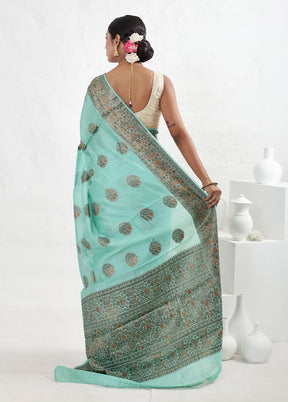 Green Dupion Pure Silk Saree With Blouse Piece - Indian Silk House Agencies