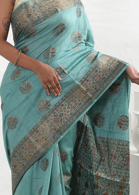 Green Dupion Pure Silk Saree With Blouse Piece - Indian Silk House Agencies