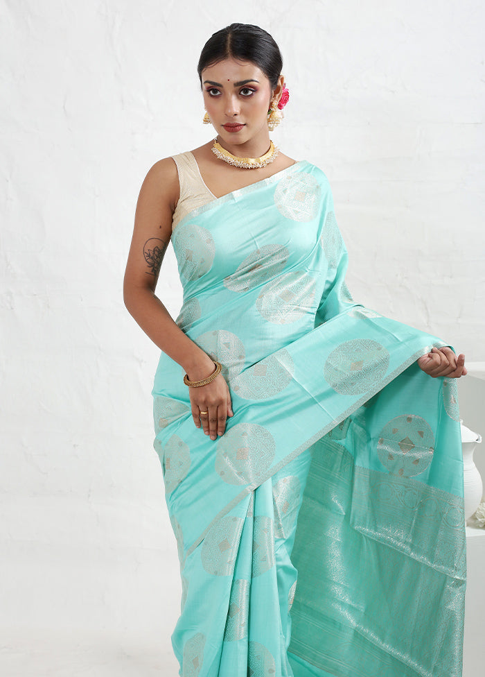 Green Dupion Silk Saree With Blouse Piece - Indian Silk House Agencies