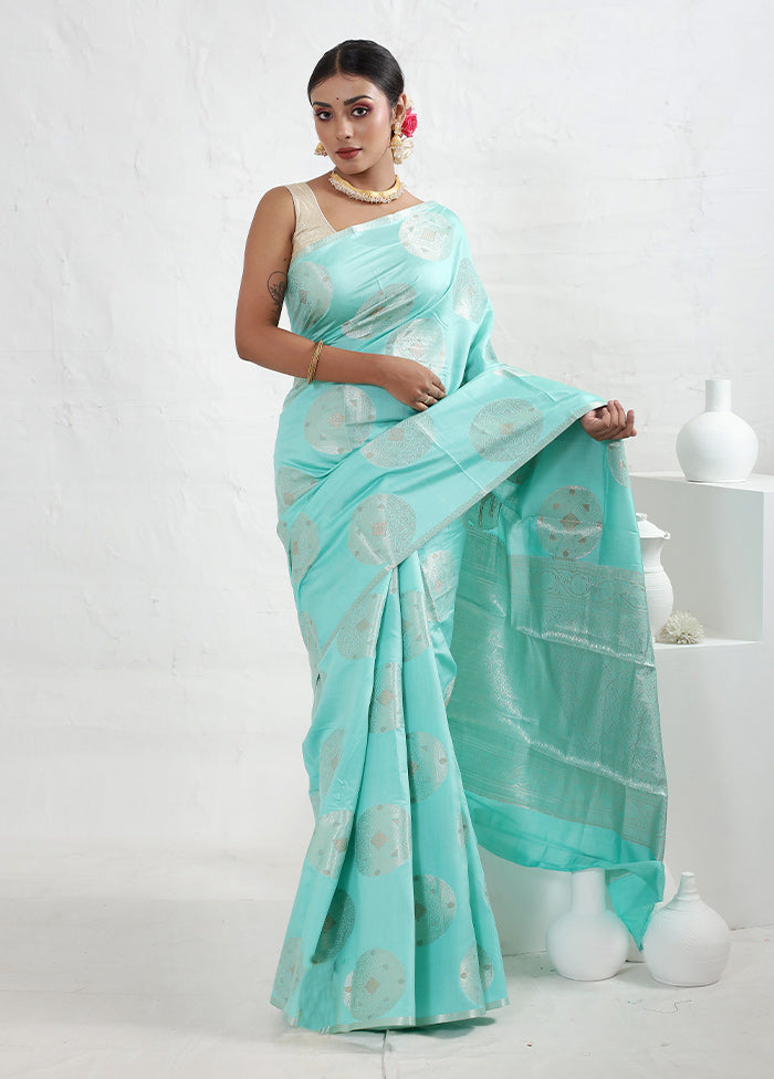 Green Dupion Silk Saree With Blouse Piece - Indian Silk House Agencies