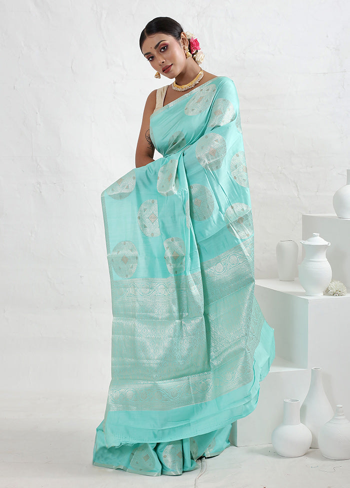 Green Dupion Silk Saree With Blouse Piece - Indian Silk House Agencies