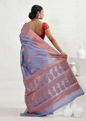 Grey Dupion Silk Saree With Blouse Piece - Indian Silk House Agencies