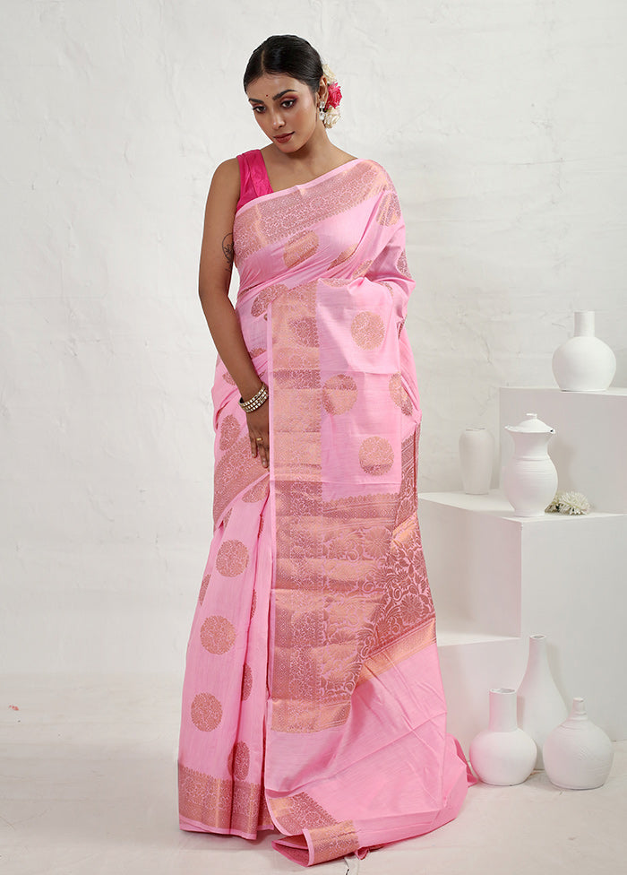 Pink Dupion Silk Saree With Blouse Piece - Indian Silk House Agencies