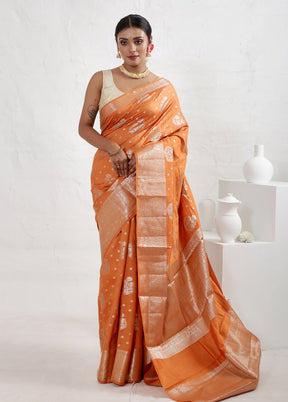 Orange Dupion Silk Saree With Blouse Piece - Indian Silk House Agencies