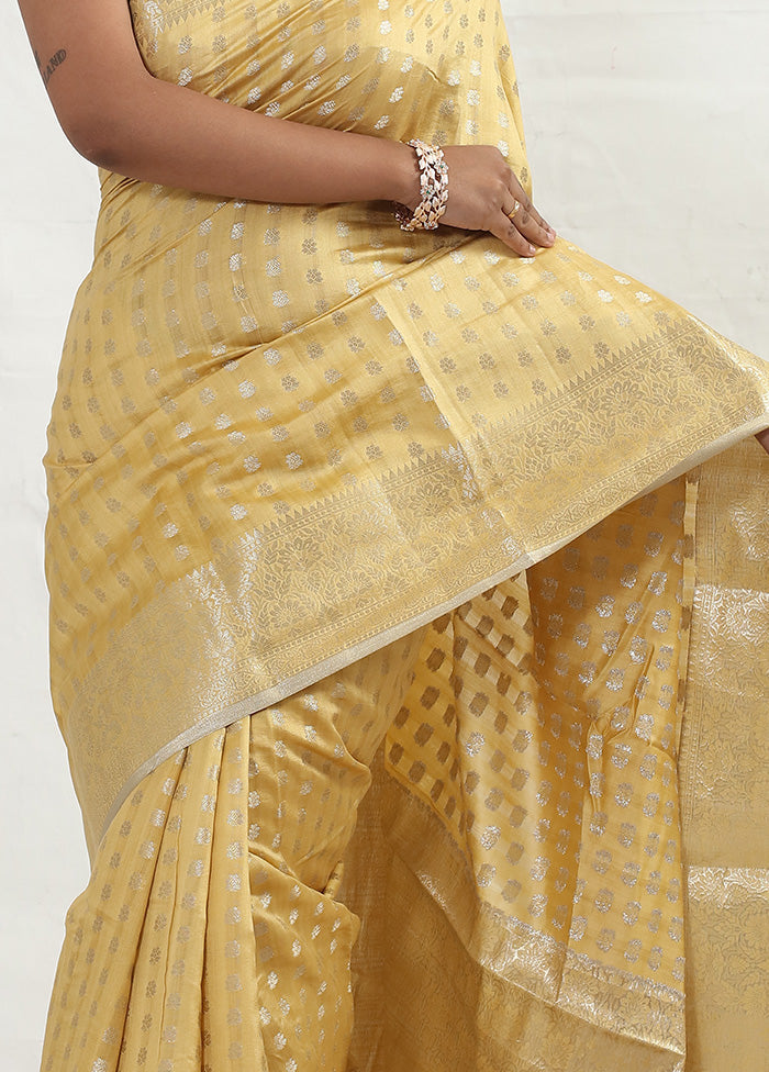 Yellow Dupion Silk Saree With Blouse Piece - Indian Silk House Agencies