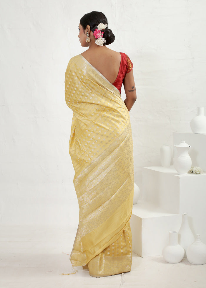 Yellow Dupion Silk Saree With Blouse Piece - Indian Silk House Agencies