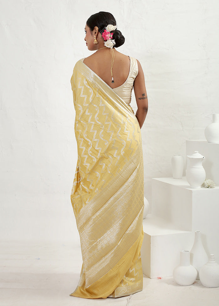 Yellow Dupion Silk Saree With Blouse Piece - Indian Silk House Agencies