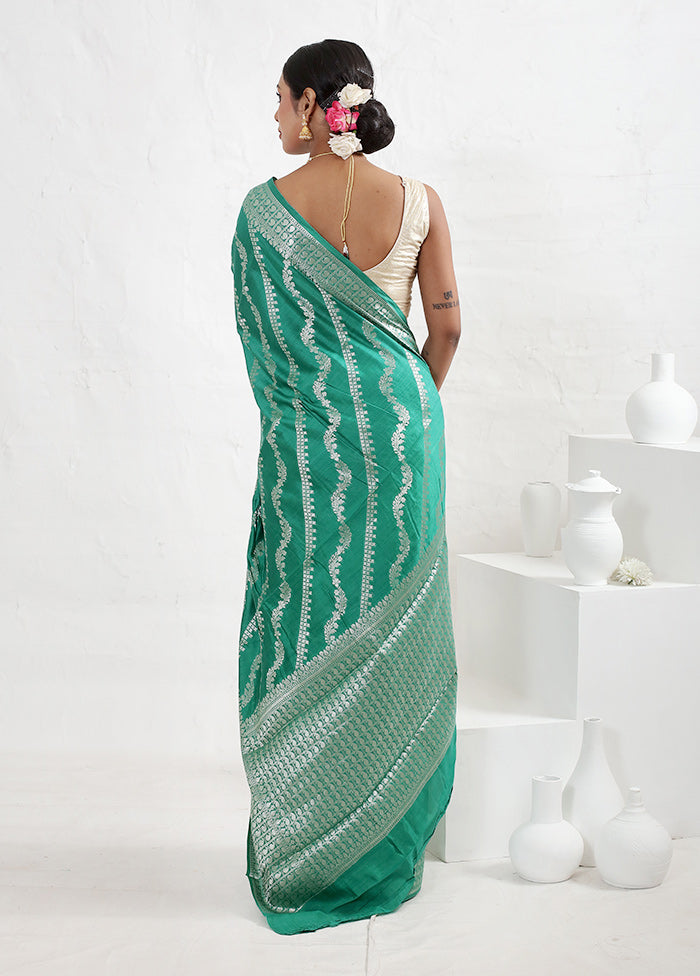 Green Dupion Silk Saree With Blouse Piece - Indian Silk House Agencies