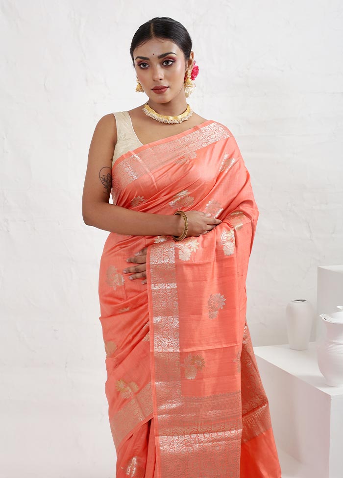 Pink Dupion Silk Saree With Blouse Piece - Indian Silk House Agencies