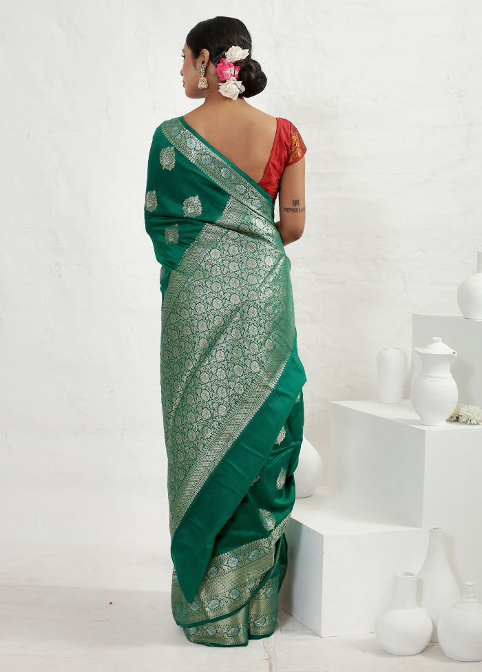 Green Dupion Silk Saree With Blouse Piece - Indian Silk House Agencies