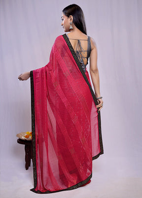 Pink Chiffon Silk Saree With Blouse Piece - Indian Silk House Agencies