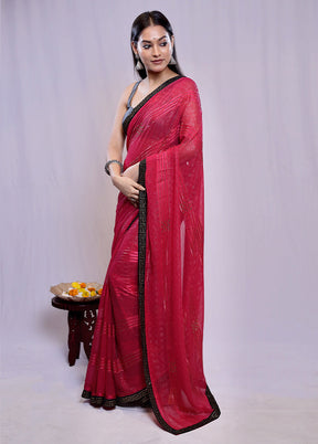 Pink Chiffon Silk Saree With Blouse Piece - Indian Silk House Agencies