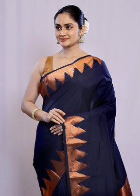 Blue Kanjivaram Silk Saree With Blouse Piece - Indian Silk House Agencies