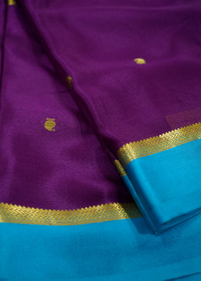 Purple Chiffon Pure Silk Saree With Blouse Piece - Indian Silk House Agencies