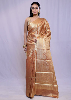 Gold Dupion Silk Saree With Blouse Piece - Indian Silk House Agencies