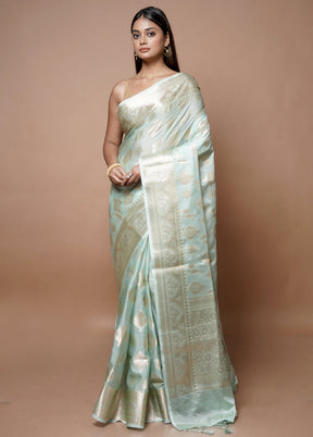 Green Dupion Silk Saree With Blouse Piece