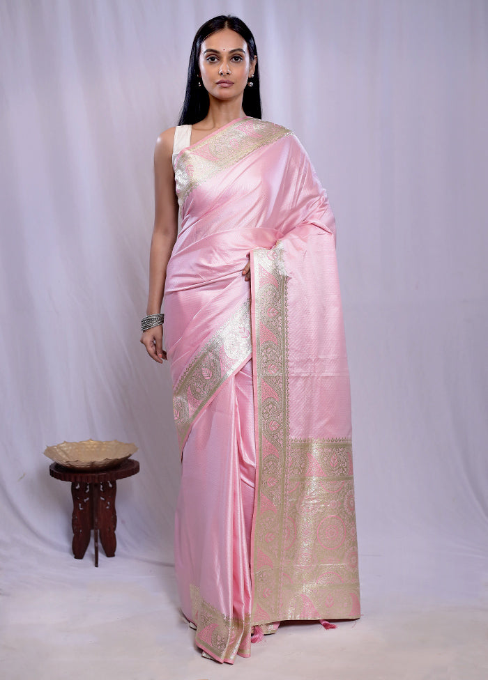 Pink Dupion Silk Saree With Blouse Piece - Indian Silk House Agencies