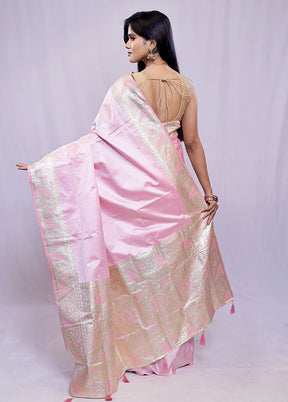 Pink Dupion Silk Saree With Blouse Piece - Indian Silk House Agencies