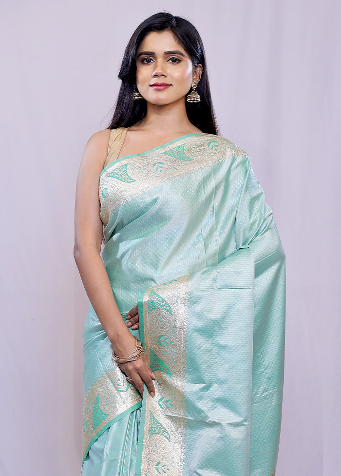 Green Dupion Silk Saree With Blouse Piece - Indian Silk House Agencies