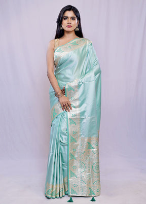 Green Dupion Silk Saree With Blouse Piece - Indian Silk House Agencies