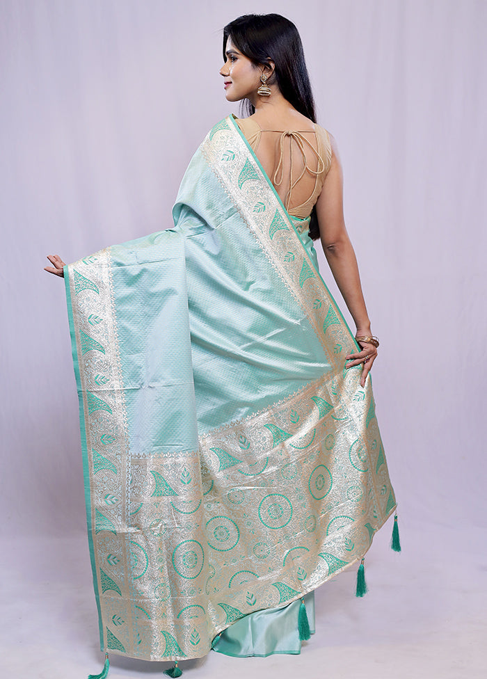 Green Dupion Silk Saree With Blouse Piece - Indian Silk House Agencies