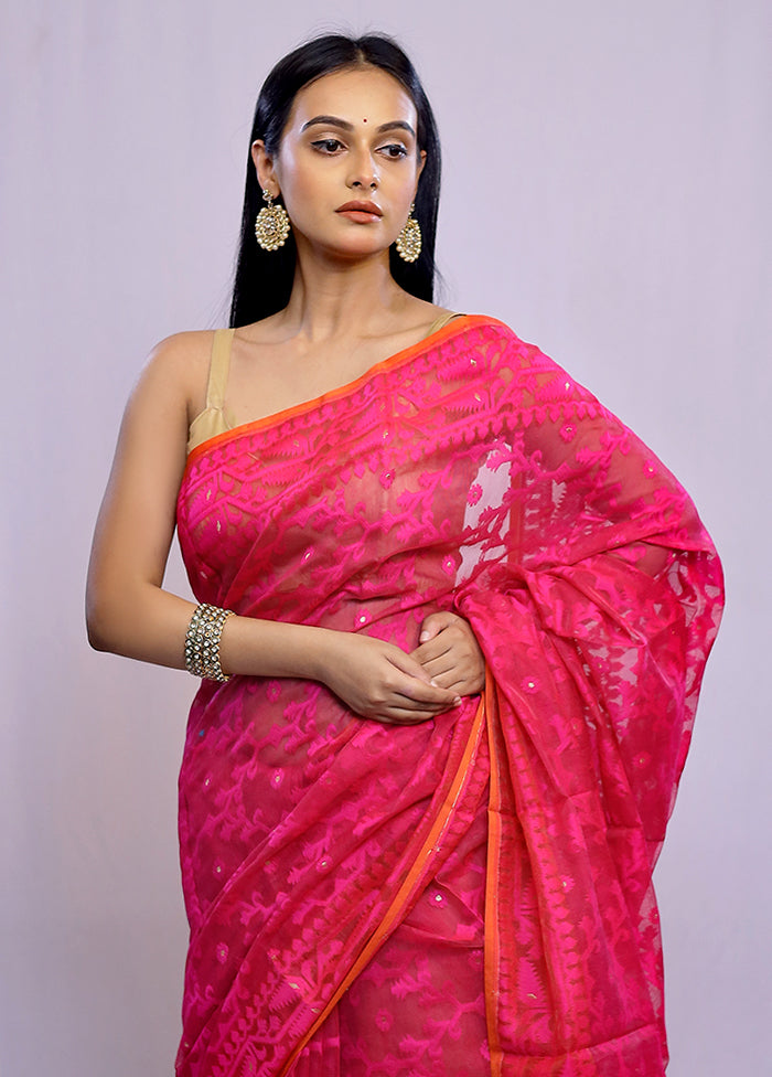 Pink Tant Cotton Saree Without Blouse Piece - Indian Silk House Agencies