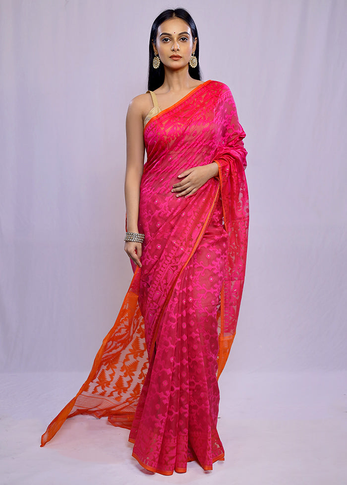 Pink Tant Cotton Saree Without Blouse Piece - Indian Silk House Agencies