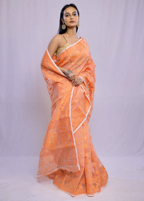 Orange Tant Cotton Saree Without Blouse Piece - Indian Silk House Agencies