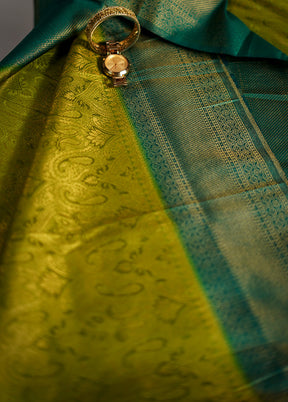 Green Dupion Silk Saree With Blouse Piece - Indian Silk House Agencies