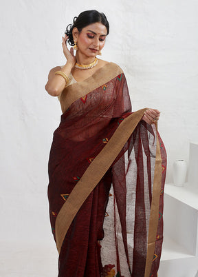 Maroon Matka Pure Silk Saree With Blouse Piece - Indian Silk House Agencies