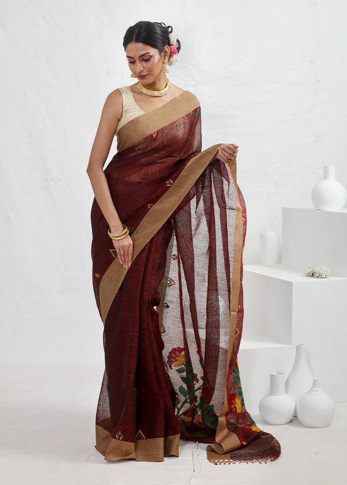 Maroon Matka Pure Silk Saree With Blouse Piece - Indian Silk House Agencies