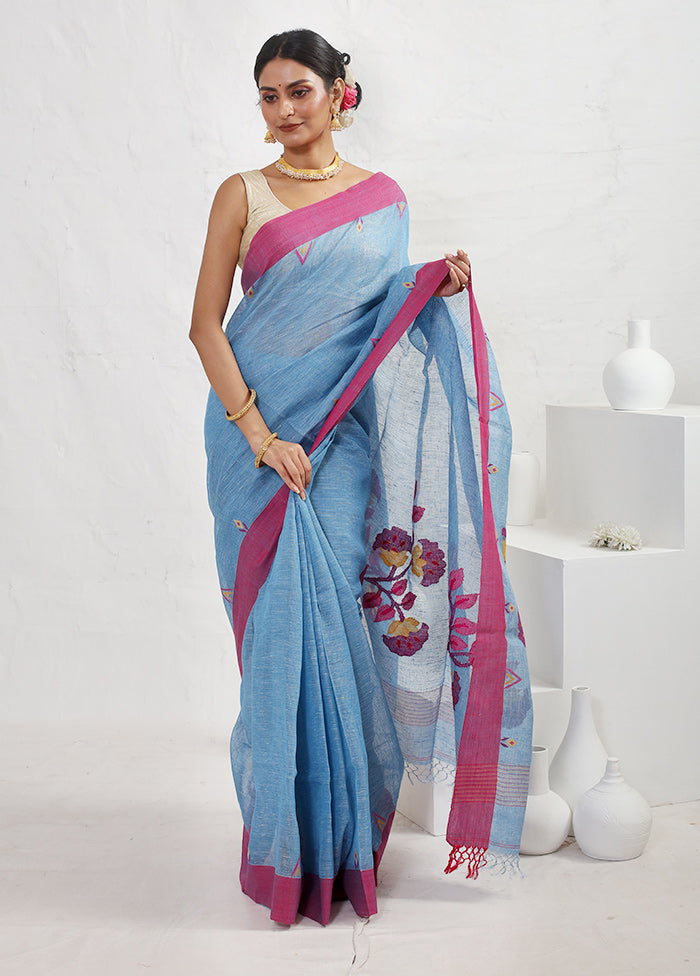 Blue Matka Pure Silk Saree With Blouse Piece - Indian Silk House Agencies