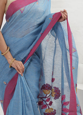 Blue Matka Pure Silk Saree With Blouse Piece - Indian Silk House Agencies