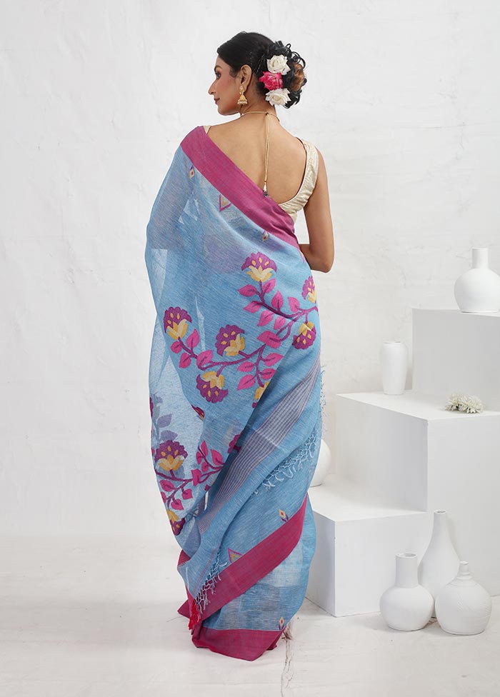 Blue Matka Pure Silk Saree With Blouse Piece - Indian Silk House Agencies