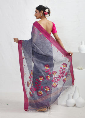 Blue Matka Pure Silk Saree With Blouse Piece - Indian Silk House Agencies