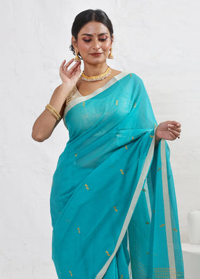 Blue Matka Silk Saree With Blouse Piece - Indian Silk House Agencies