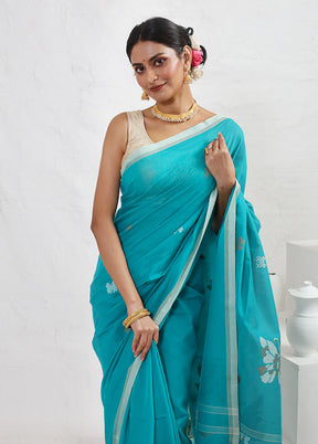 Blue Matka Silk Saree With Blouse Piece - Indian Silk House Agencies