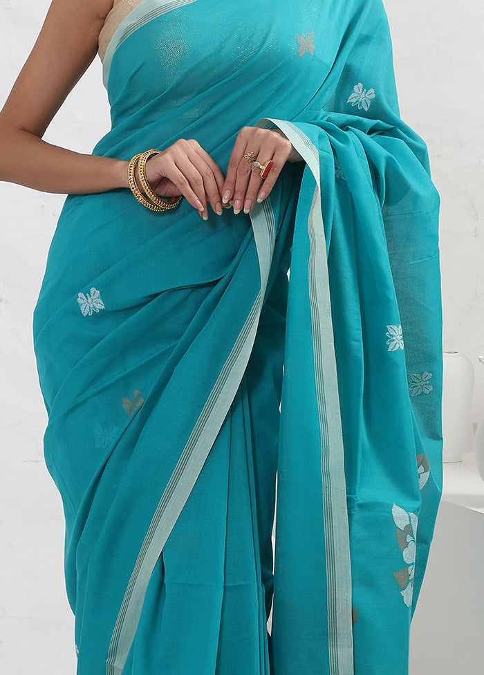 Blue Matka Silk Saree With Blouse Piece - Indian Silk House Agencies