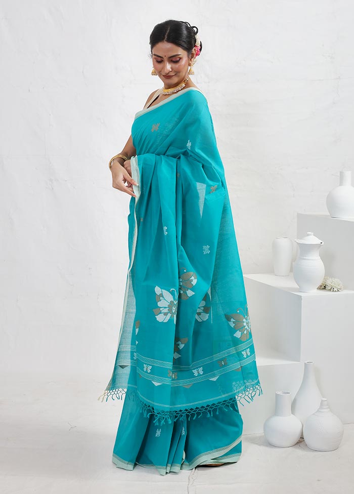 Blue Matka Silk Saree With Blouse Piece - Indian Silk House Agencies